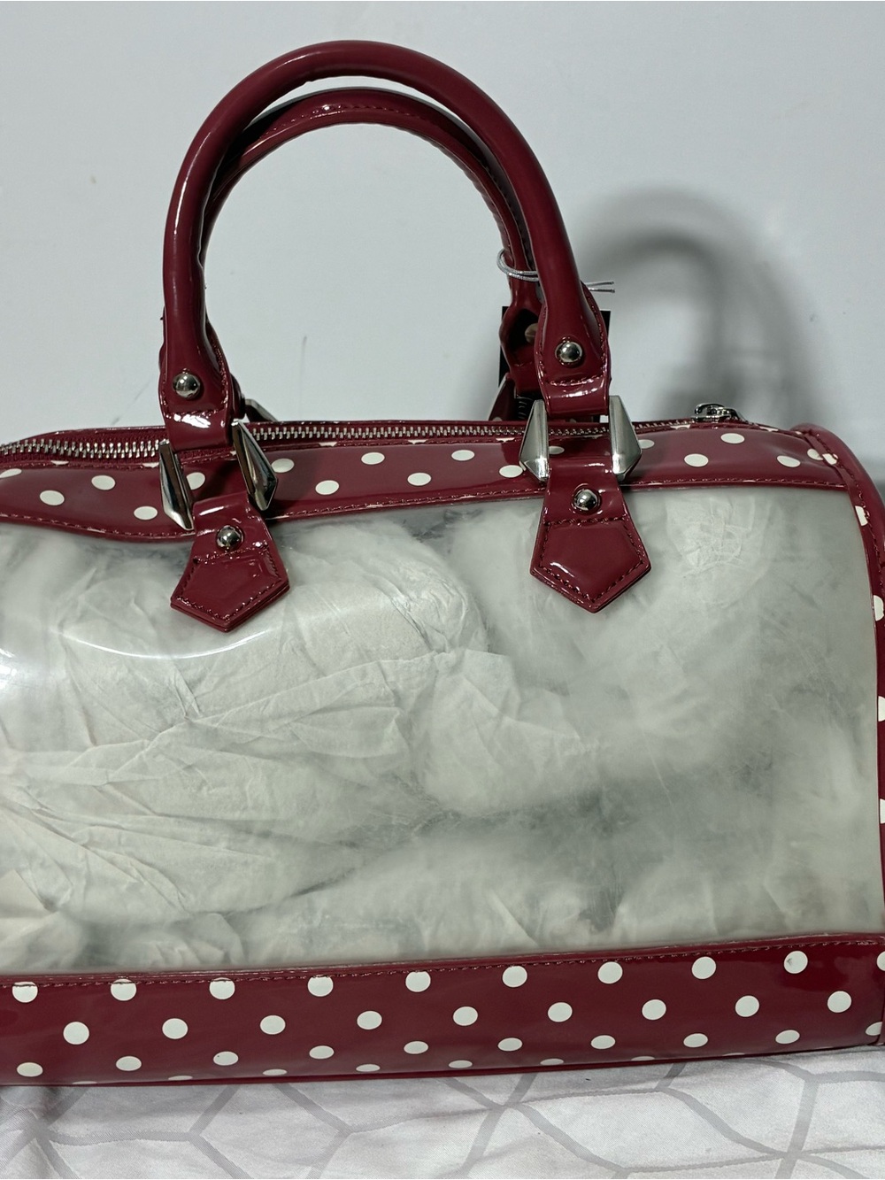 Score Game Day Bag NWT. Dustbag, charm, NOS, maroon white - Picture 5 of 12